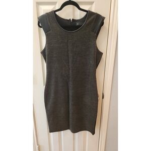 Kardashian Kollection Black Faux Leather Shoulders Accents BodyCon Mini Dress XL